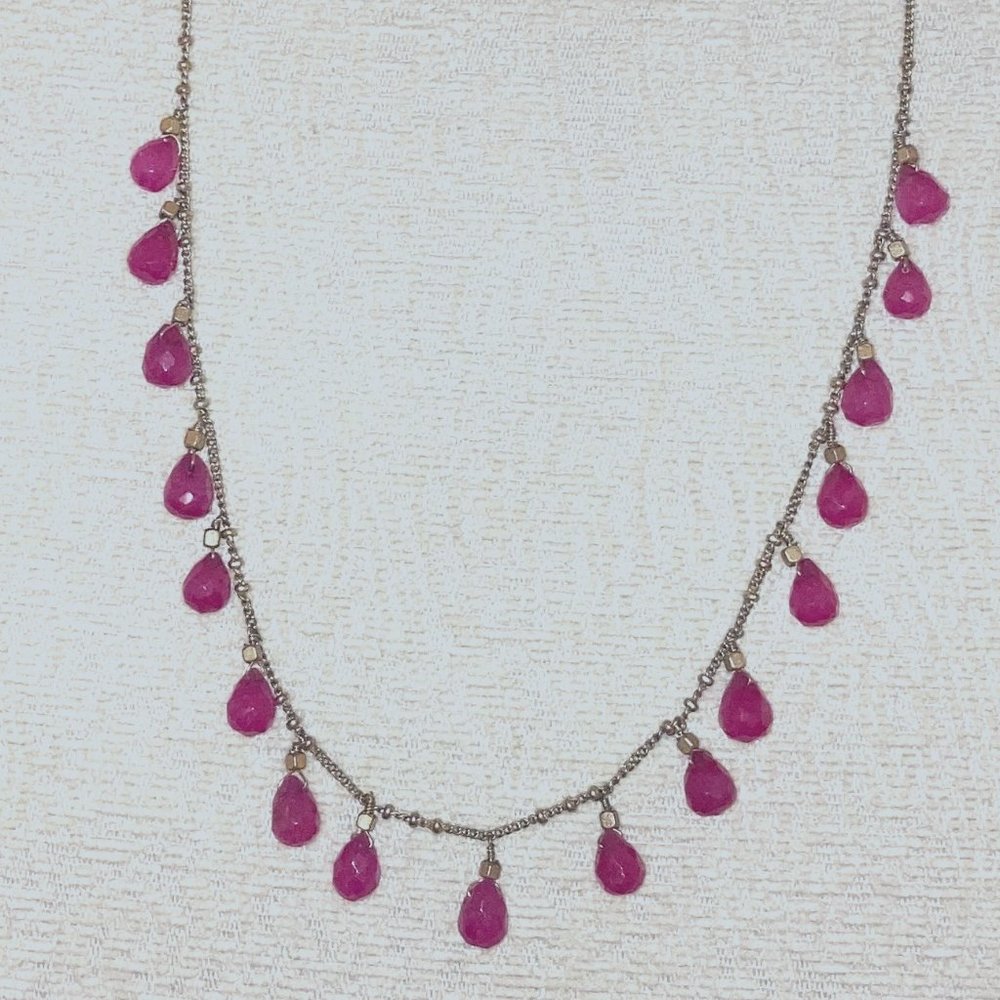 Pink and Gold Drop Necklace